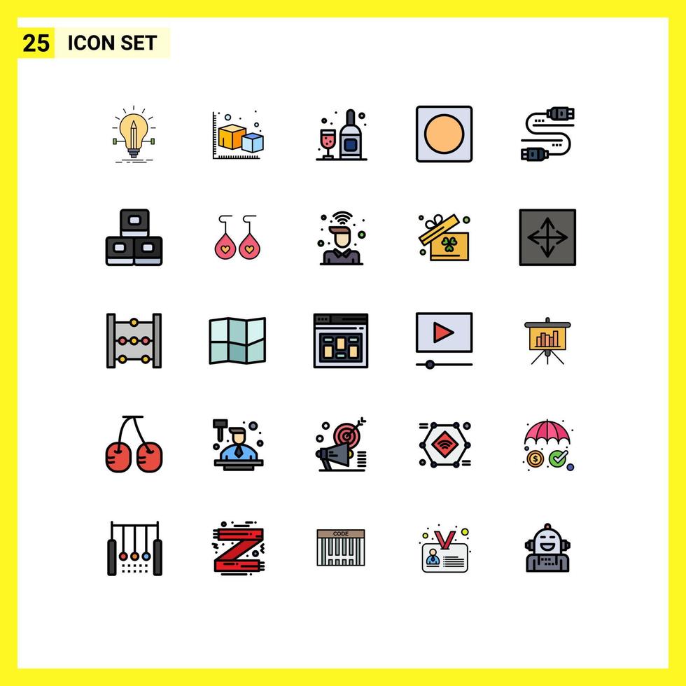 Set of 25 Commercial Filled line Flat Colors pack for sata overlay object layout creative Editable Vector Design Elements