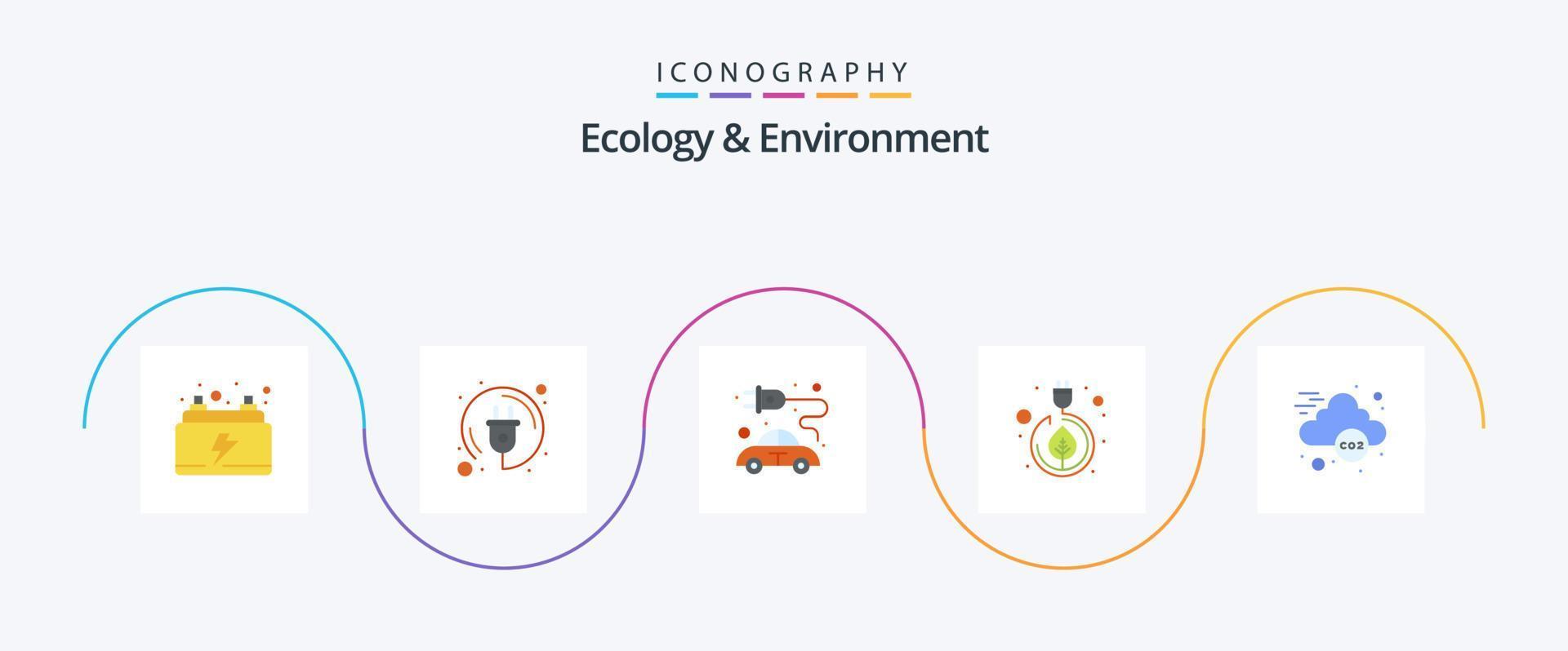 paquete de iconos planos de ecología y medio ambiente 5 que incluye global. verde. concepto. hojas. electricidad vector