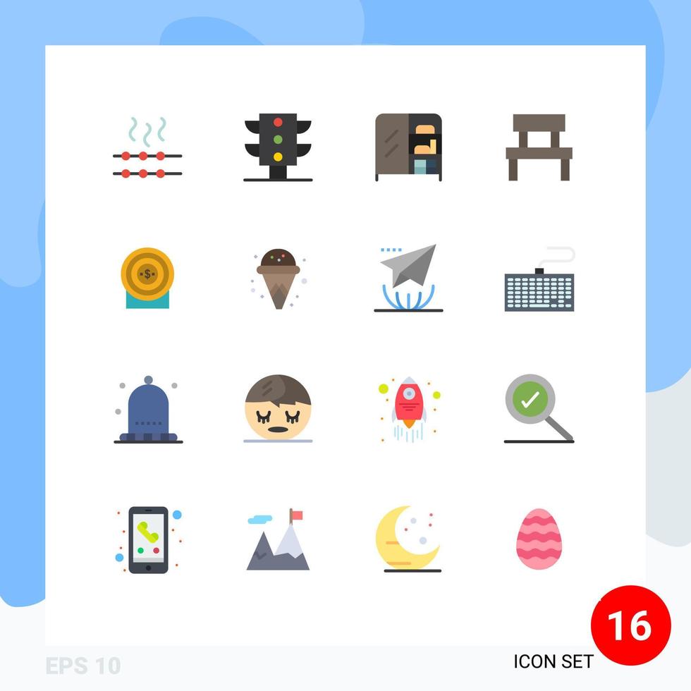 Pictogram Set of 16 Simple Flat Colors of target money wardrobe target interior Editable Pack of Creative Vector Design Elements