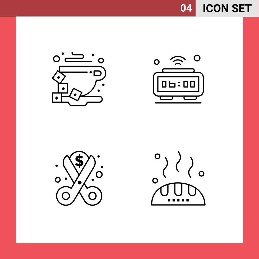 Line Pack of 4 Universal Symbols of break costs bean internet money Editable Vector Design Elements