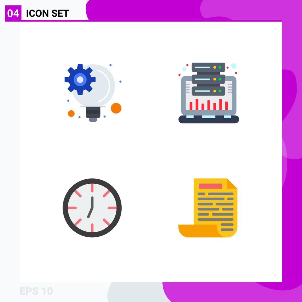 4 Thematic Vector Flat Icons and Editable Symbols of idea management interior analysis statistic file Editable Vector Design Elements