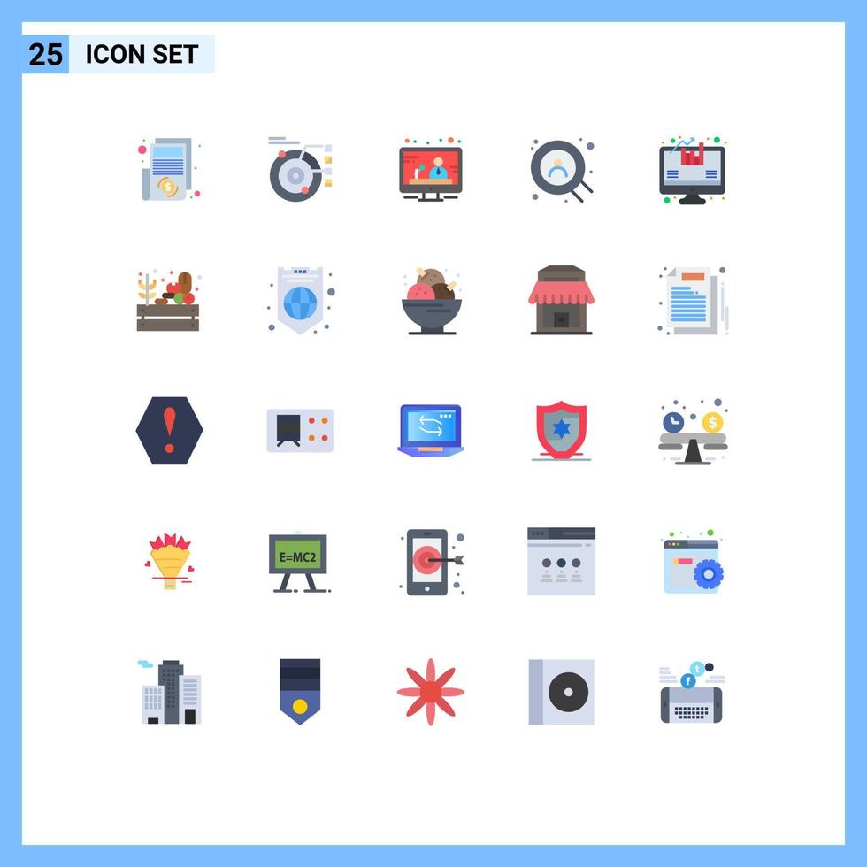 Universal Icon Symbols Group of 25 Modern Flat Colors of growth analysis solar user web Editable Vector Design Elements