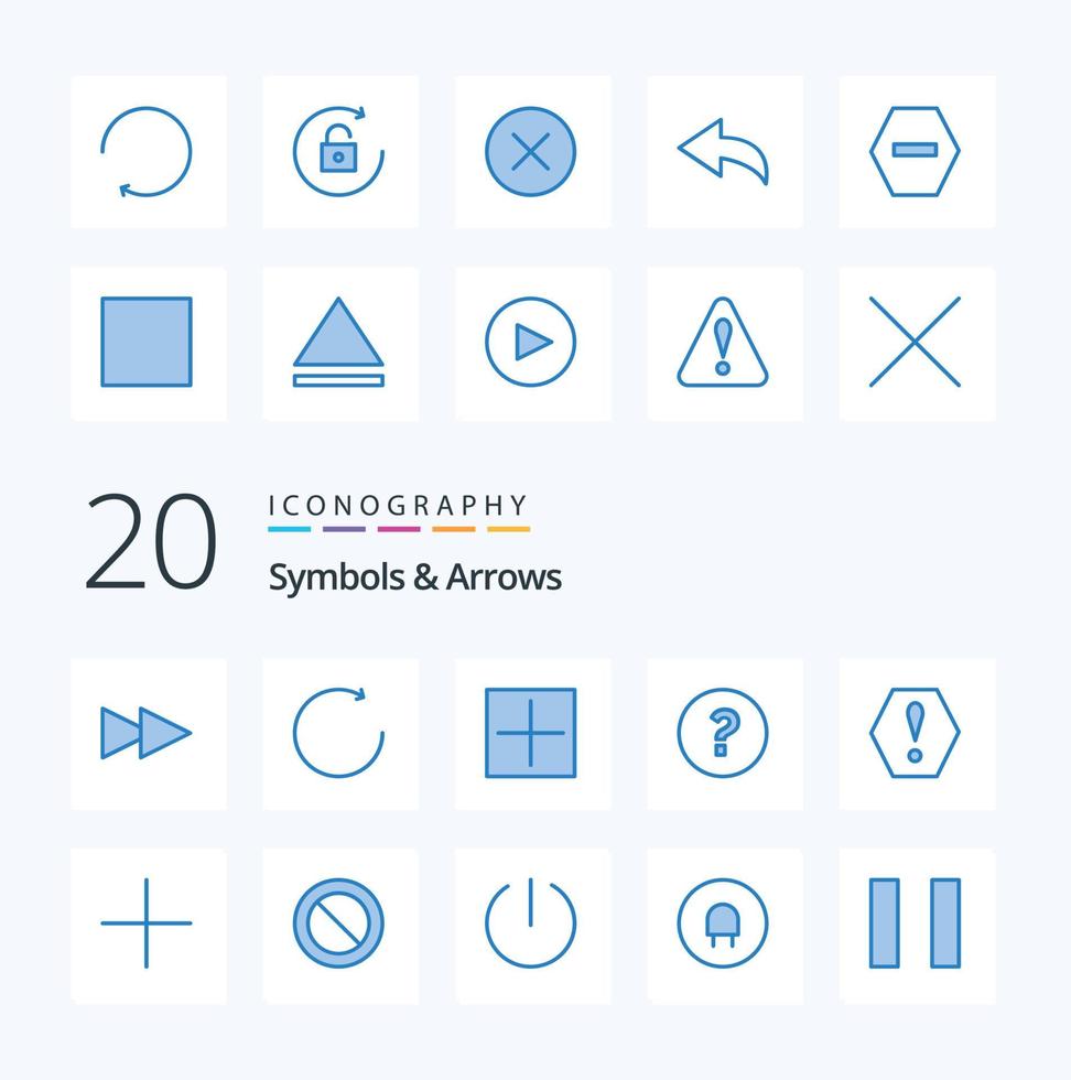 20 Symbols  Arrows Blue Color icon Pack like plus add plus warning error vector