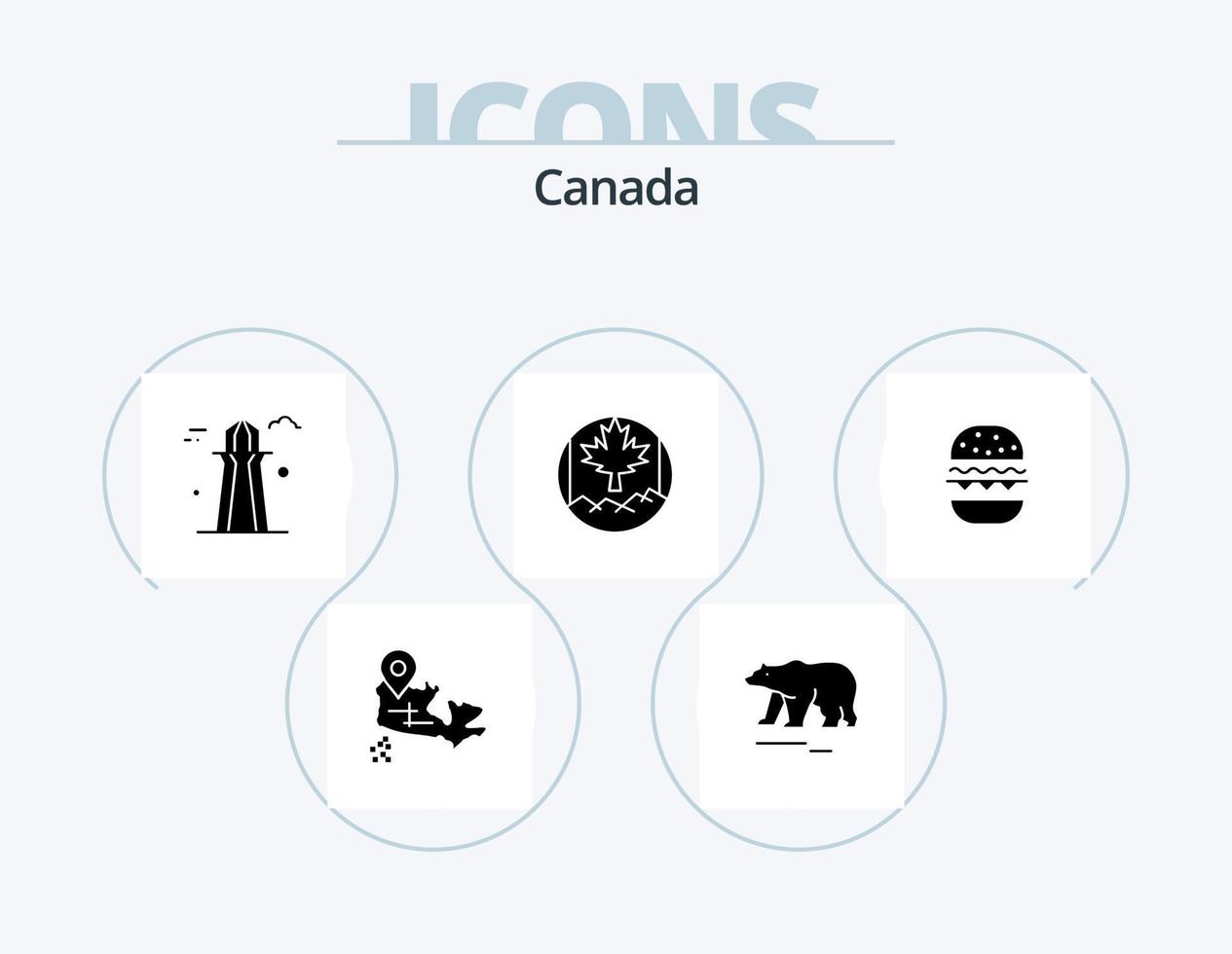 Canada Glyph Icon Pack 5 Icon Design. canada. food. co tower. burger. leaf vector