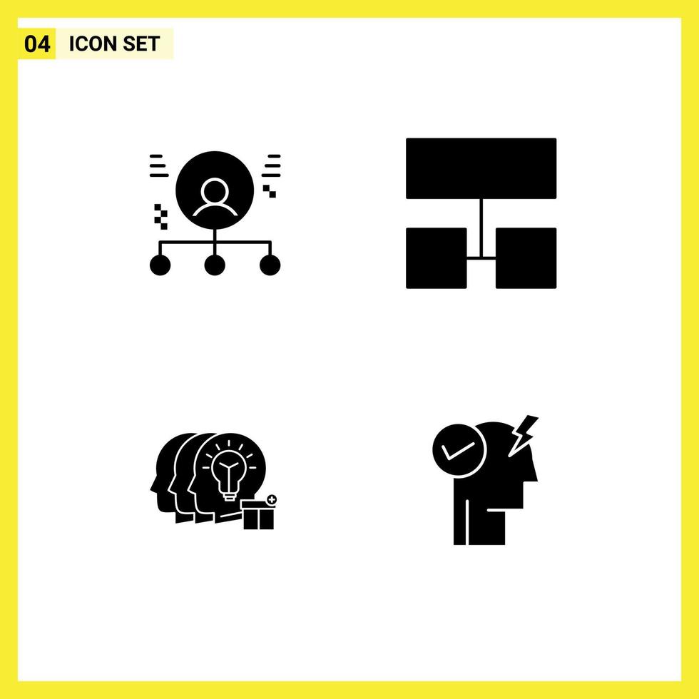 símbolos de iconos universales grupo de glifos sólidos modernos de habilidades comparten elementos de diseño de vectores editables del personal del mapa del sitio del hombre