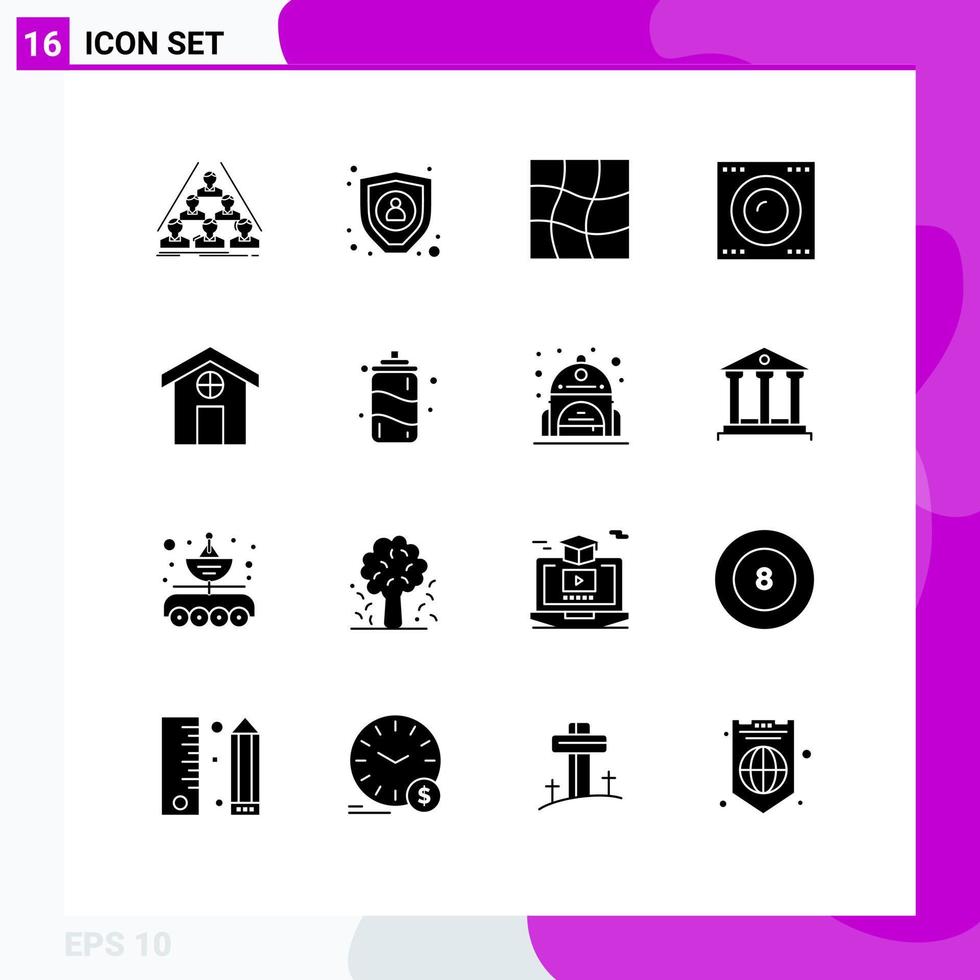 Modern Set of 16 Solid Glyphs Pictograph of house city distort technology gadgets Editable Vector Design Elements