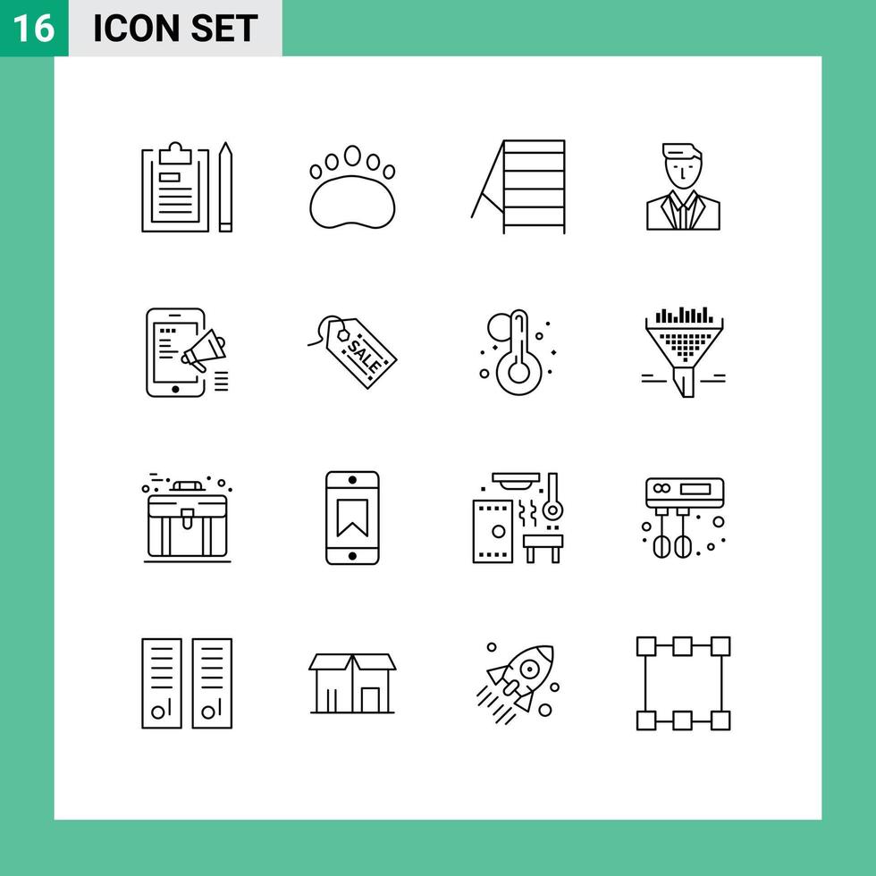 16 Creative Icons Modern Signs and Symbols of digital campaign mr construction leader ceo Editable Vector Design Elements