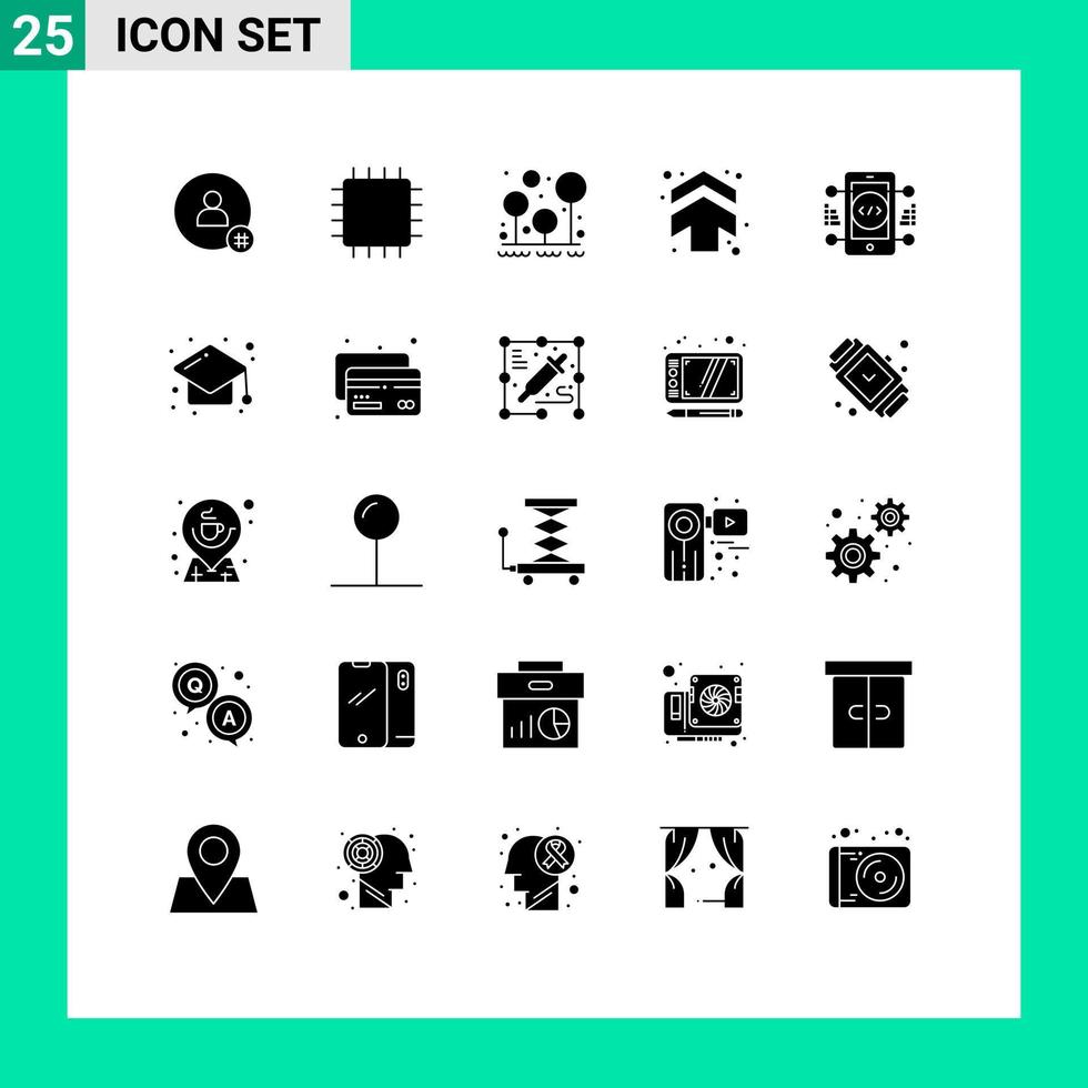 paquete de iconos de vectores de stock de 25 signos y símbolos de línea para elementos de diseño de vectores editables al aire libre de árbol de gadget de flecha hacia arriba