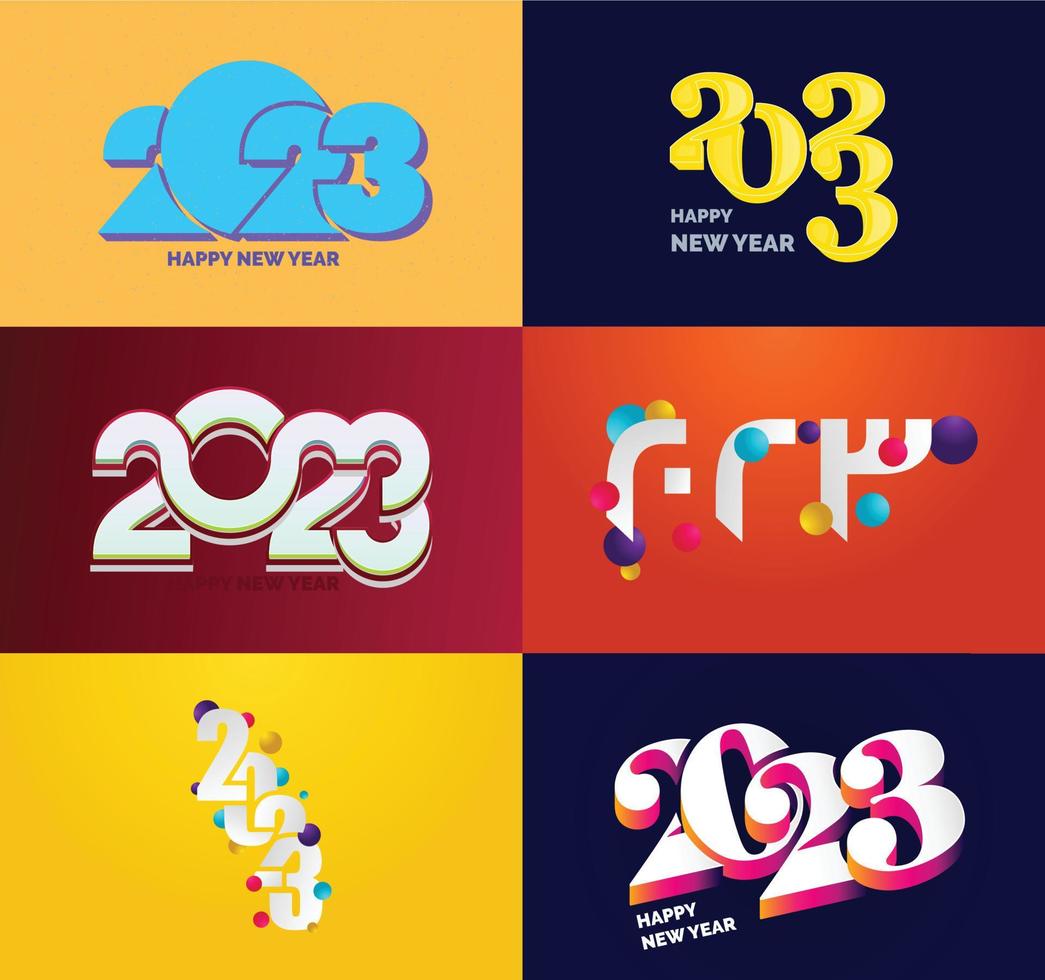 Big Collection of 2023 Happy New Year symbols Cover of business diary for 2023 with wishes vector