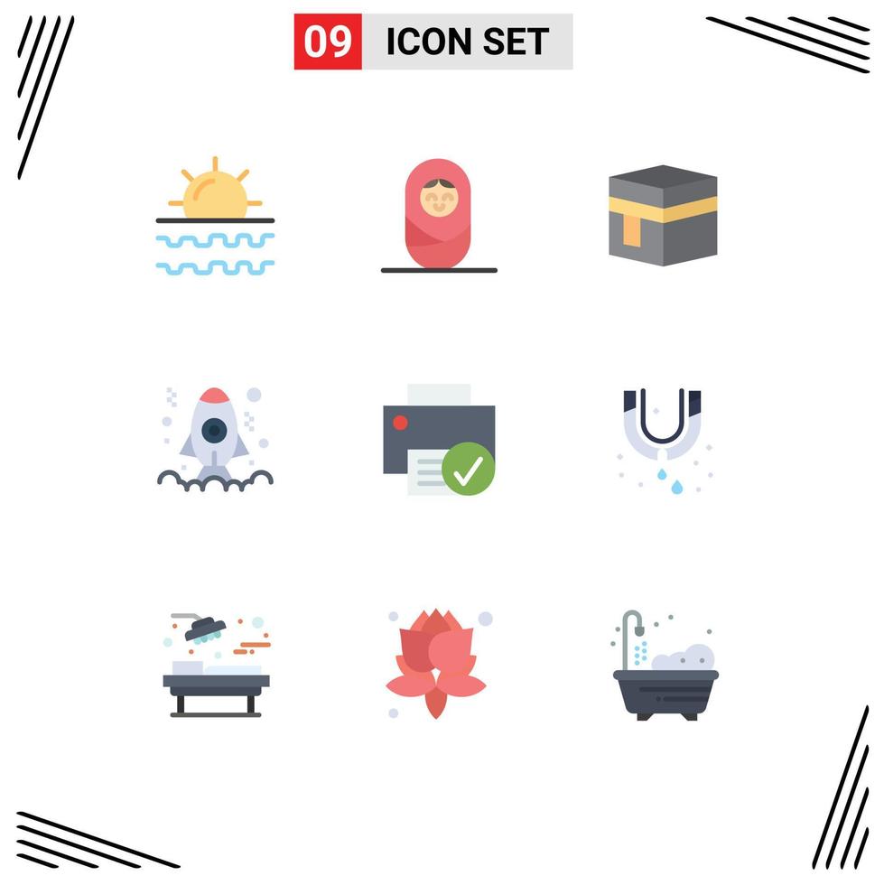 User Interface Pack of 9 Basic Flat Colors of computers development hajj coding meccah Editable Vector Design Elements