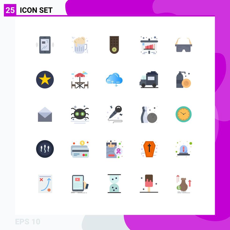 Set of 25 Modern UI Icons Symbols Signs for badge medical tv glasses sales Editable Vector Design Elements