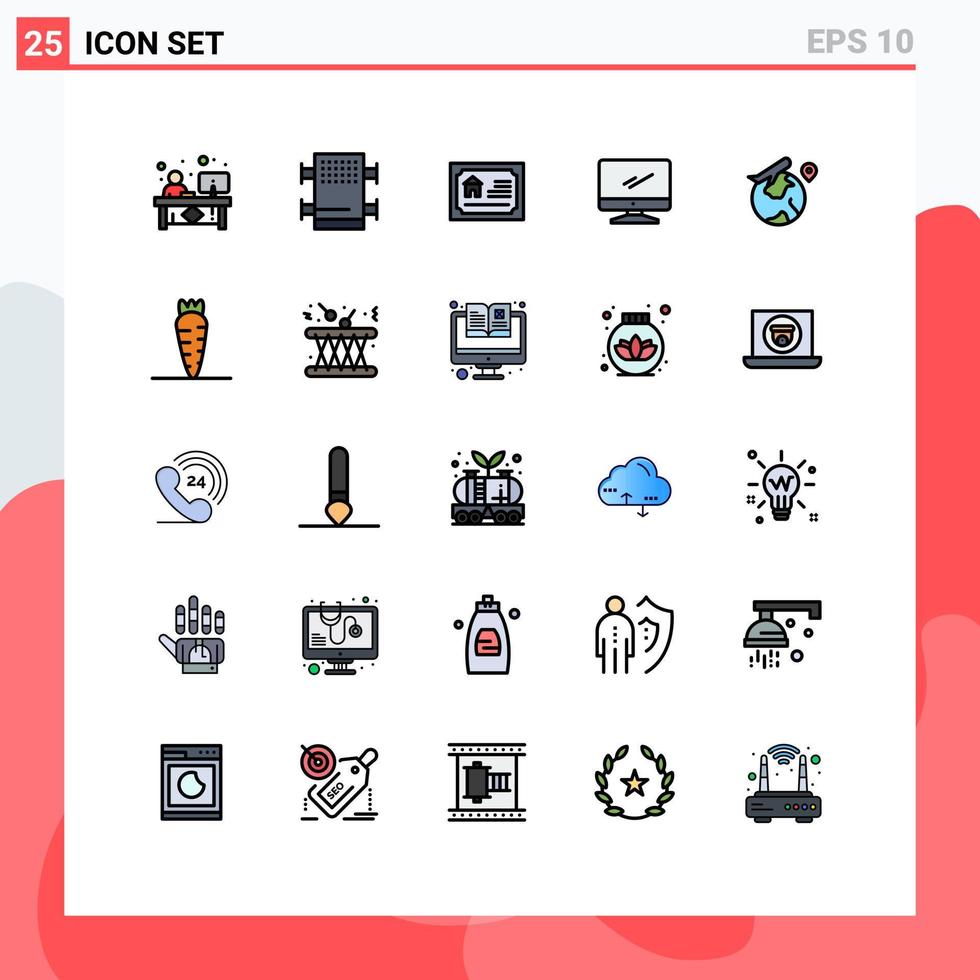 Stock Vector Icon Pack of 25 Line Signs and Symbols for world imac card device computer Editable Vector Design Elements