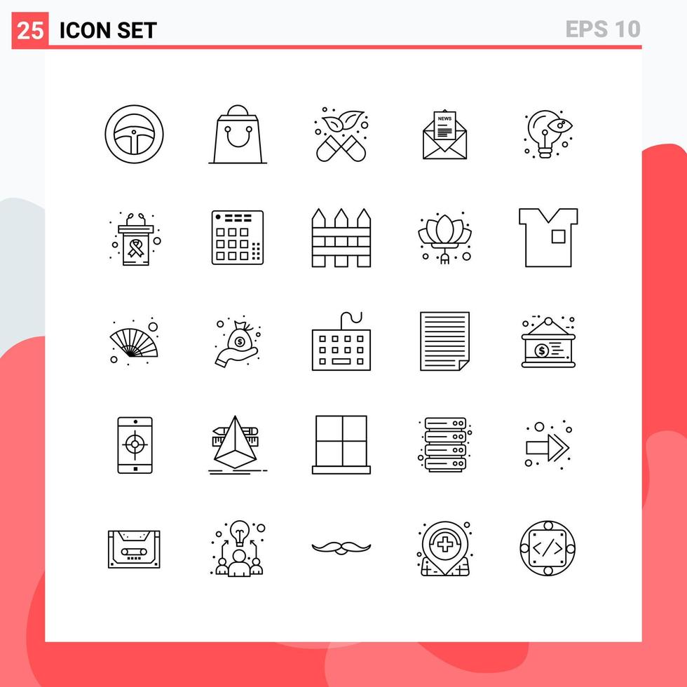 Modern Set of 25 Lines and symbols such as idea process pharmacy creative corresponding Editable Vector Design Elements