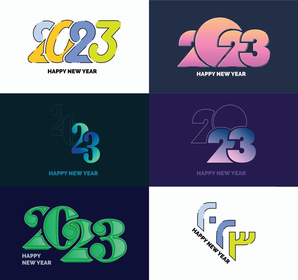 Big Set of 2023 Happy New Year logo text design 2023 number design template vector