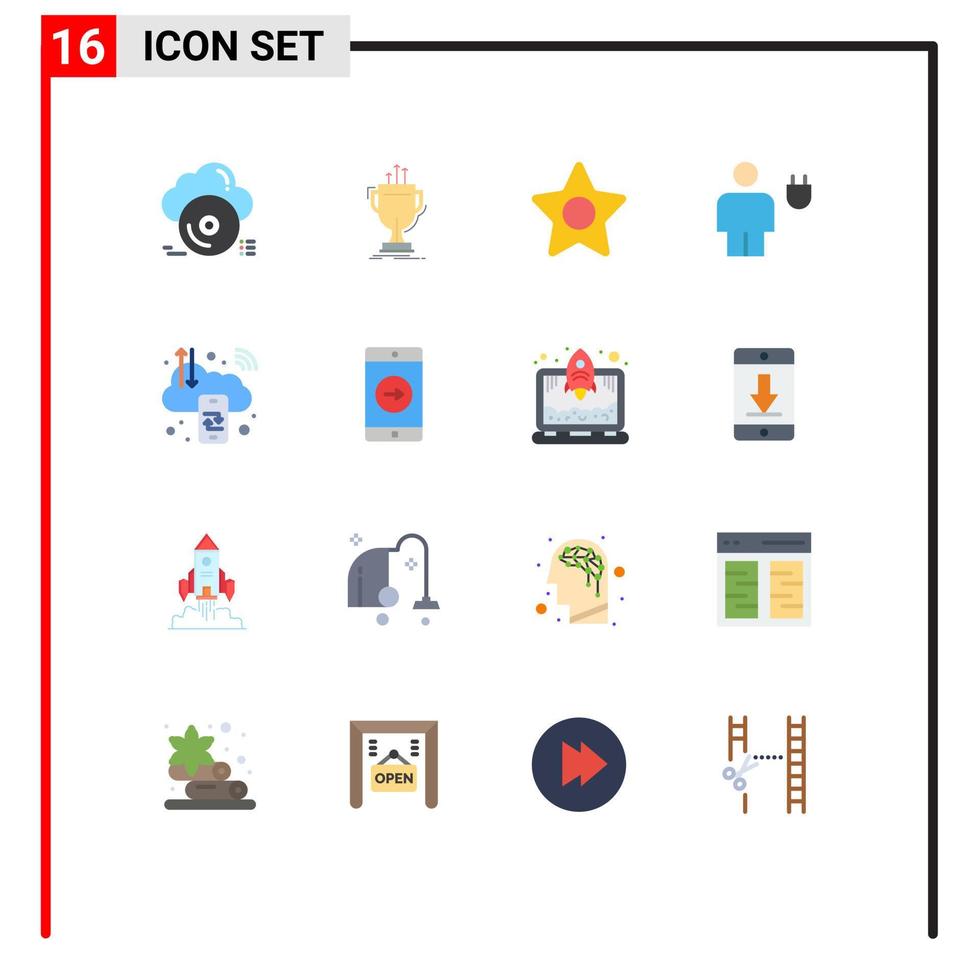 Set of 16 Modern UI Icons Symbols Signs for power energy edge body studio Editable Pack of Creative Vector Design Elements