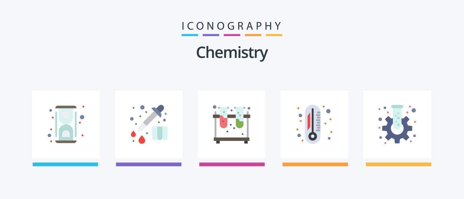 Chemistry Flat 5 Icon Pack Including gear. cog. chemistry. thermometer. chemistry. Creative Icons Design vector