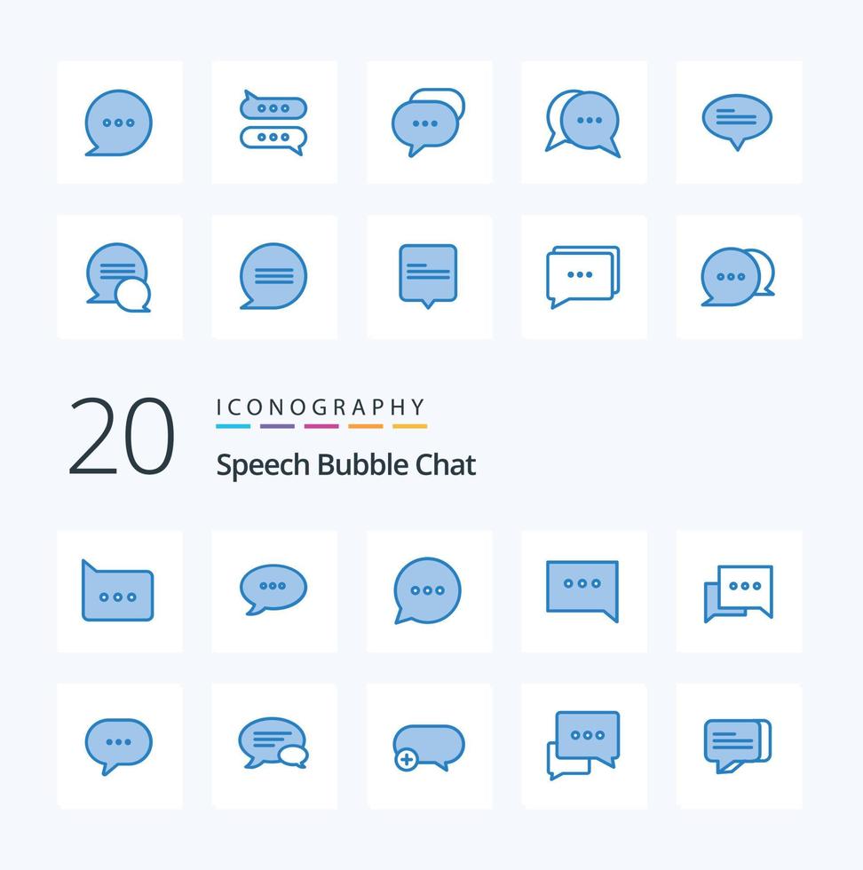 20 Chat Blue Color icon Pack like message bubble communication add comment vector