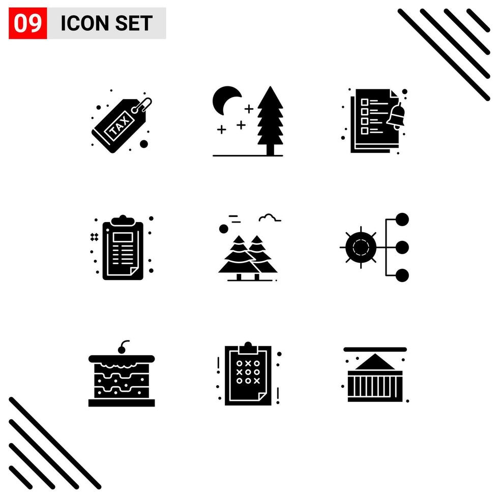 9 Thematic Vector Solid Glyphs and Editable Symbols of canada alpine checklist document clipboard Editable Vector Design Elements