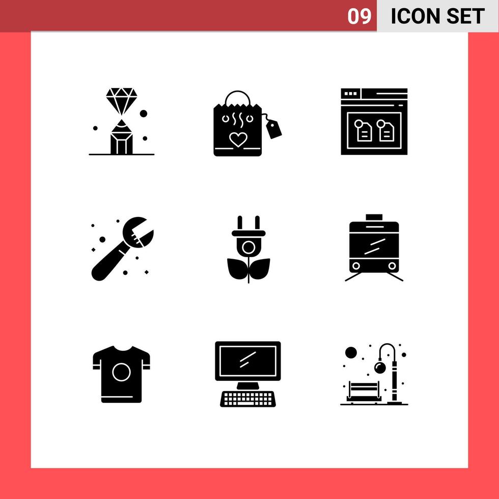 Universal Icon Symbols Group of 9 Modern Solid Glyphs of eco plumbing wedding plumber file Editable Vector Design Elements