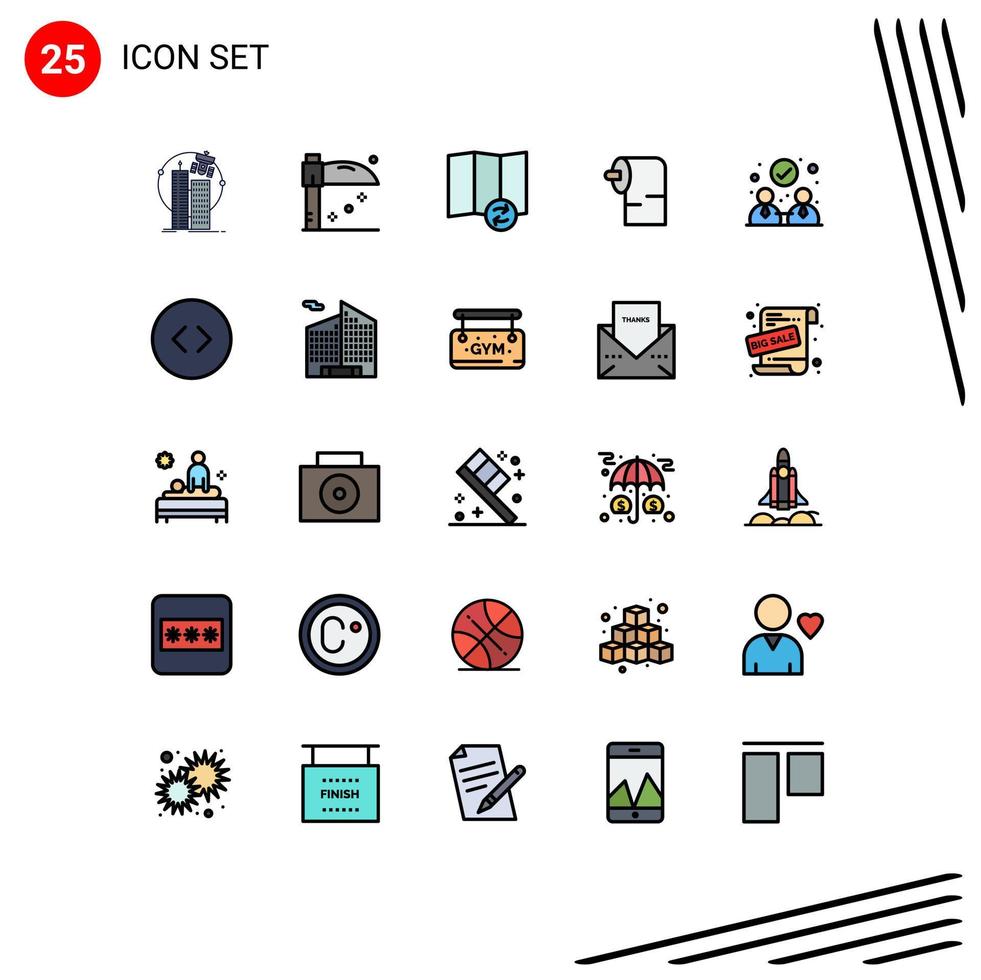 conjunto de 25 iconos de interfaz de usuario modernos símbolos signos para flechas colaboración mapa acuerdo papel elementos de diseño vectorial editables vector