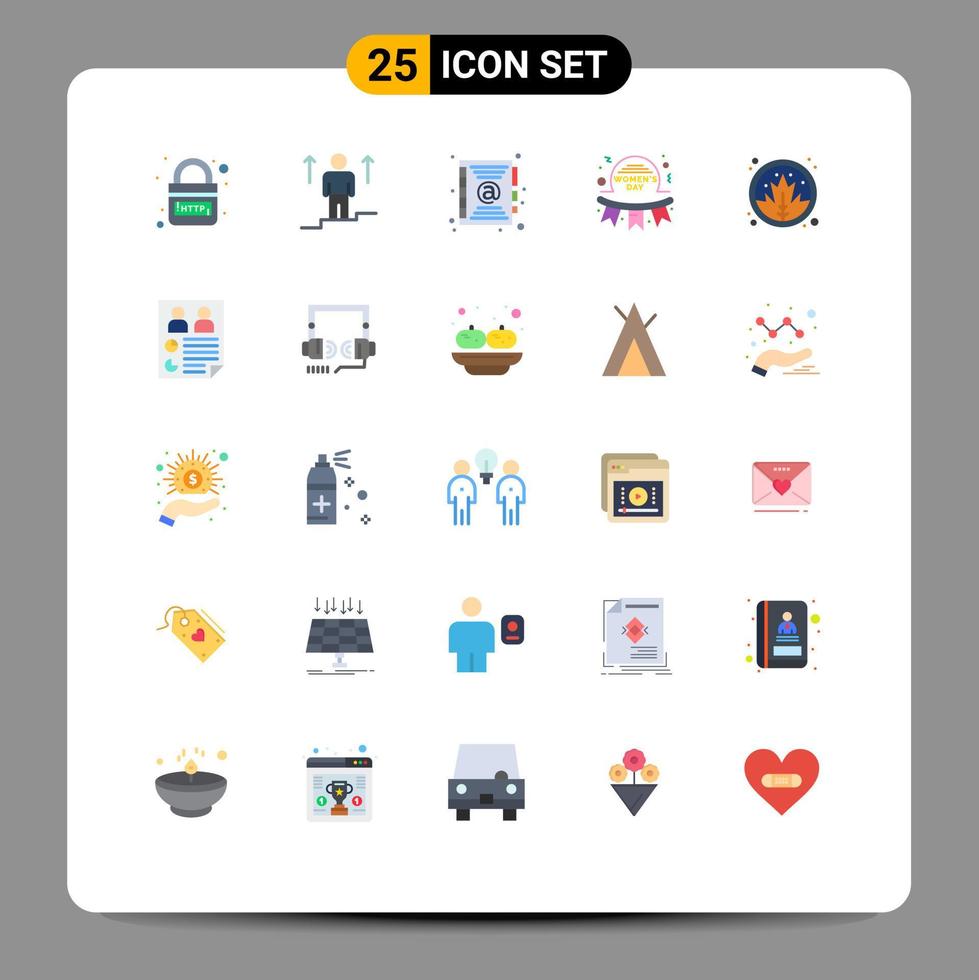 paquete de 25 signos y símbolos de colores planos modernos para medios de impresión web, como elementos de diseño de vectores editables de contacto de madres de placa hombre feliz