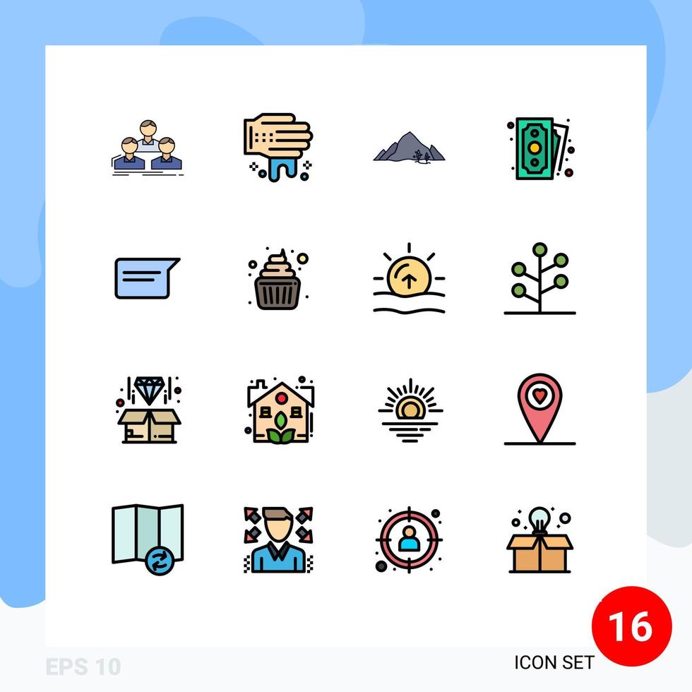 Set of 16 Modern UI Icons Symbols Signs for chat payment mountain money tree Editable Creative Vector Design Elements