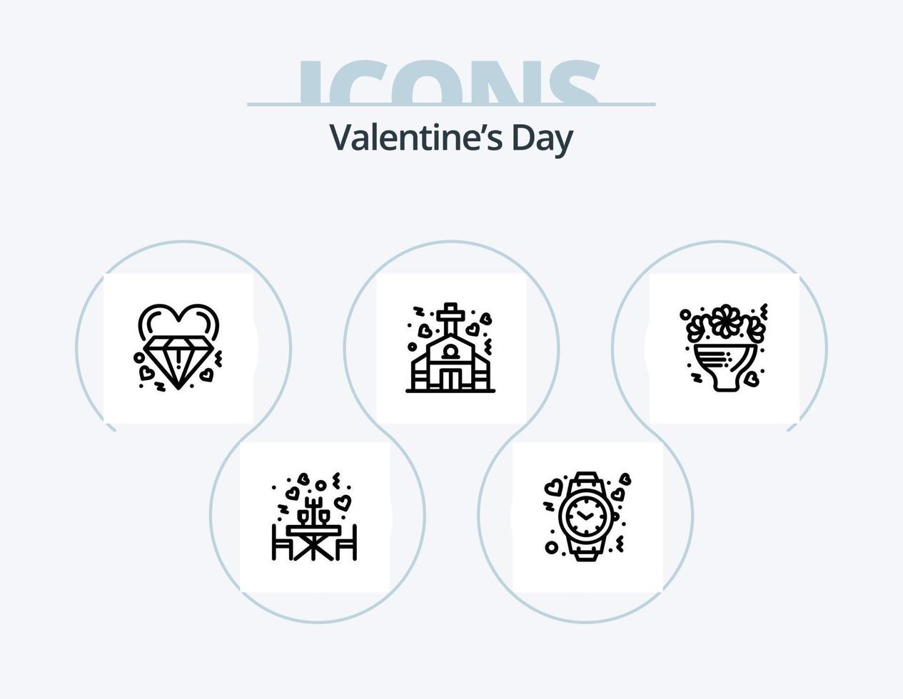 Valentines Day Line Icon Pack 5 Icon Design. champagne. ticket. text. passport. rings vector