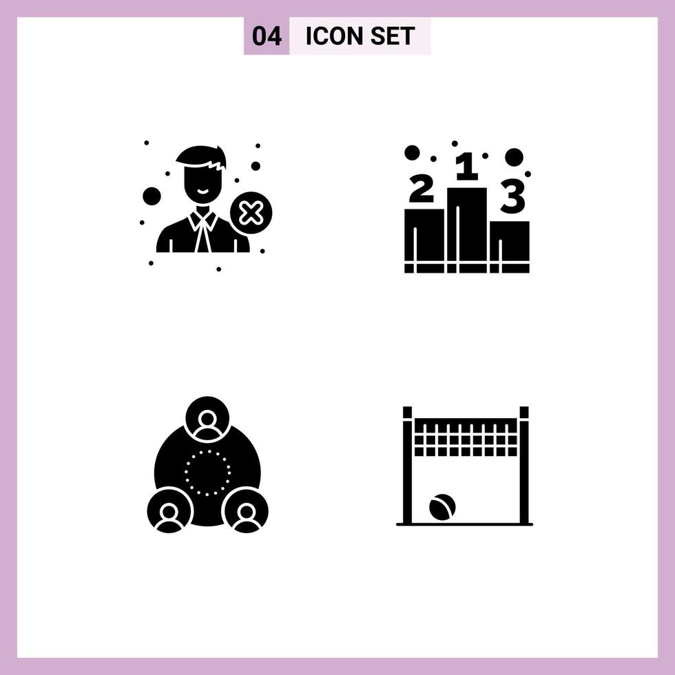 Universal Icon Symbols Group of 4 Modern Solid Glyphs of delete company recruitment position group Editable Vector Design Elements