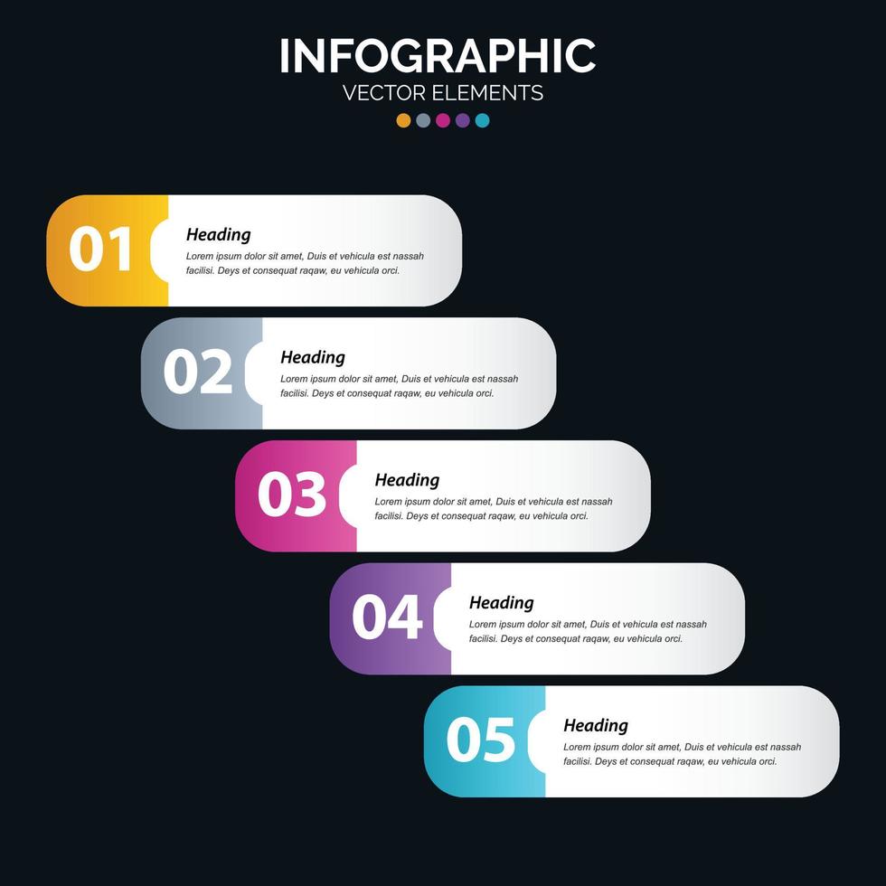 El vector de diseño de infografías de 5 pasos y el marketing se pueden utilizar para el diseño del flujo de trabajo