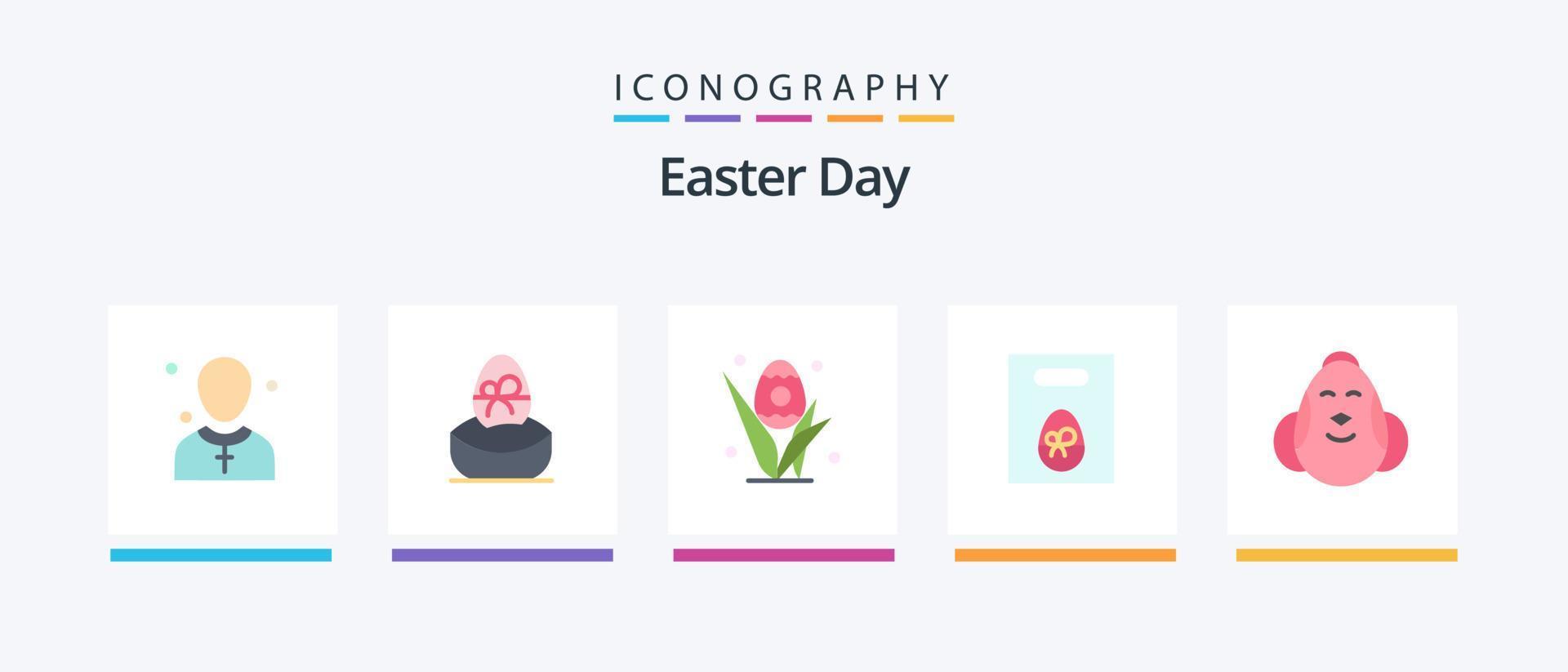 Easter Flat 5 Icon Pack Including easter. egg. egg. weight. holiday. Creative Icons Design vector