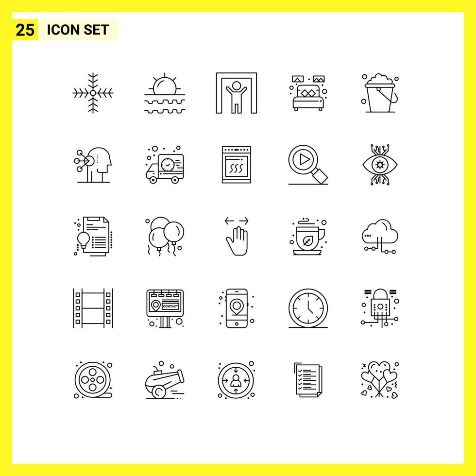 25 Creative Icons Modern Signs and Symbols of bucket sleep vacation single bed Editable Vector Design Elements