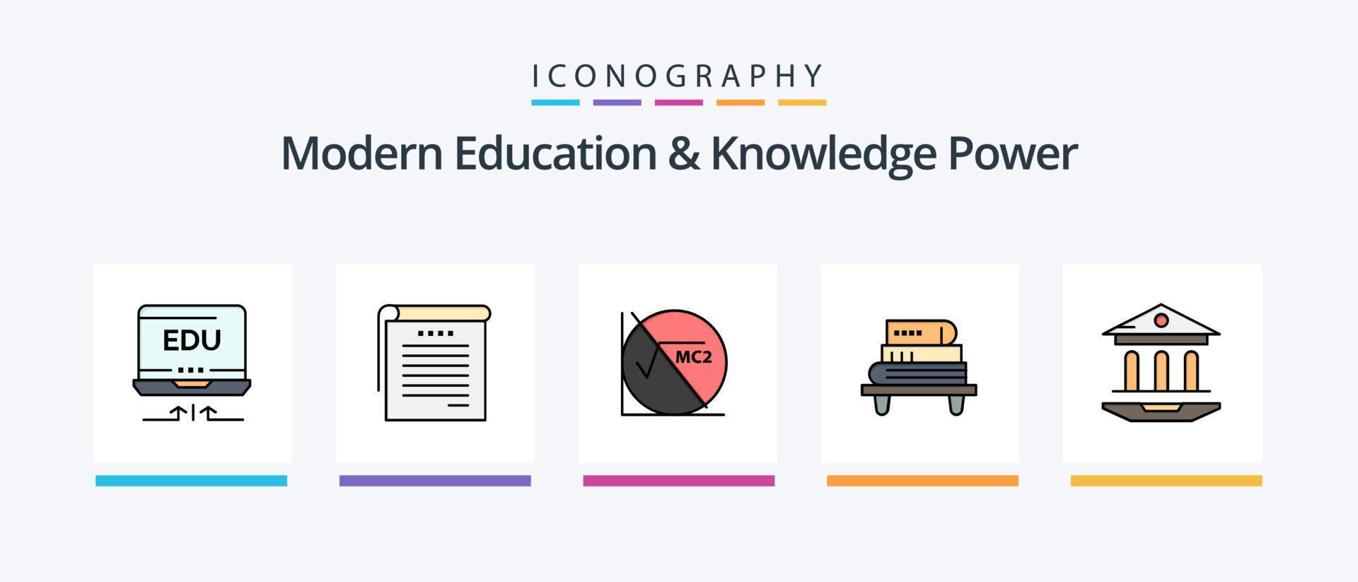 Modern Education And Knowledge Power Line Filled 5 Icon Pack Including course. tools. growth . education. learining. Creative Icons Design vector