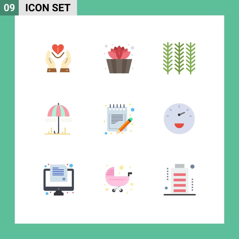 Flat Color Pack of 9 Universal Symbols of order spring cereal weather rain Editable Vector Design Elements