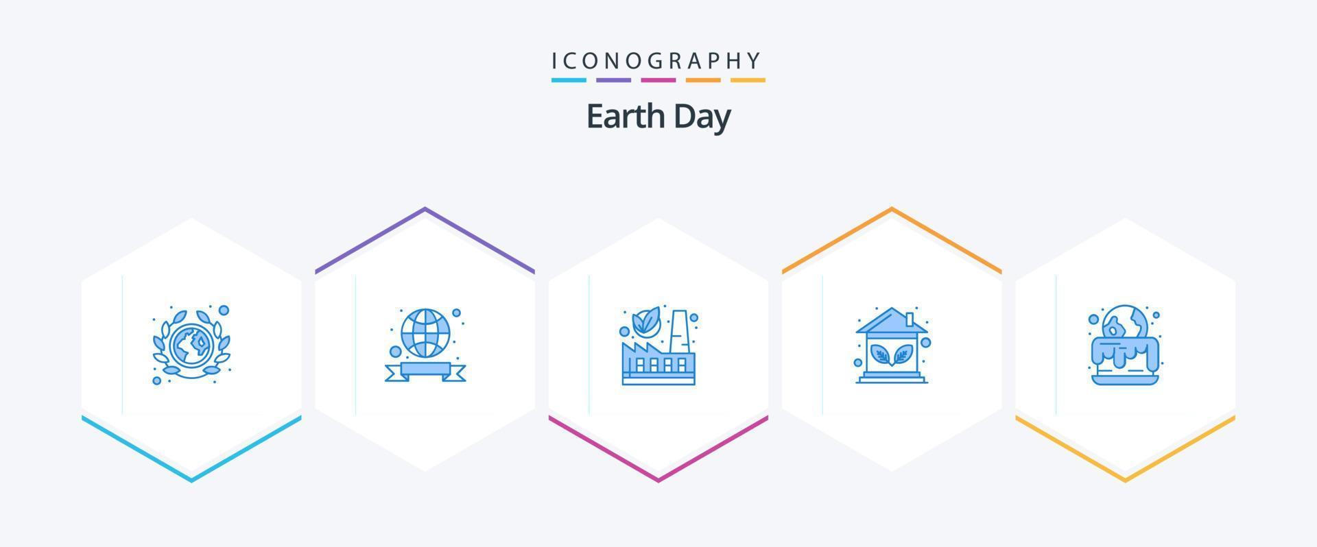 Earth Day 25 Blue icon pack including cake. house. earth. estate. factory vector
