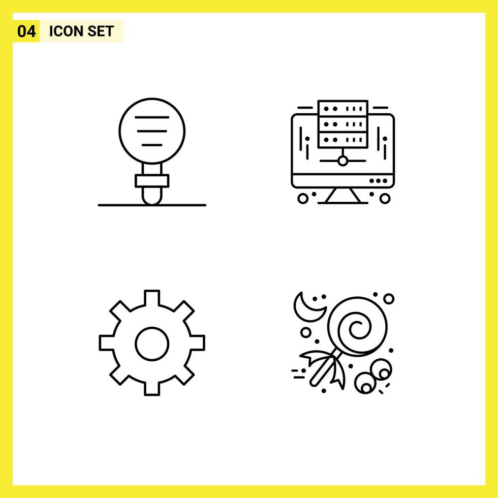 4 Creative Icons Modern Signs and Symbols of biology gear laboratory digital setting Editable Vector Design Elements