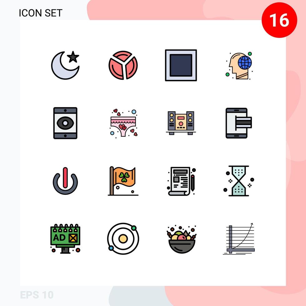 Set of 16 Modern UI Icons Symbols Signs for heart spy maximize smartphone human Editable Creative Vector Design Elements