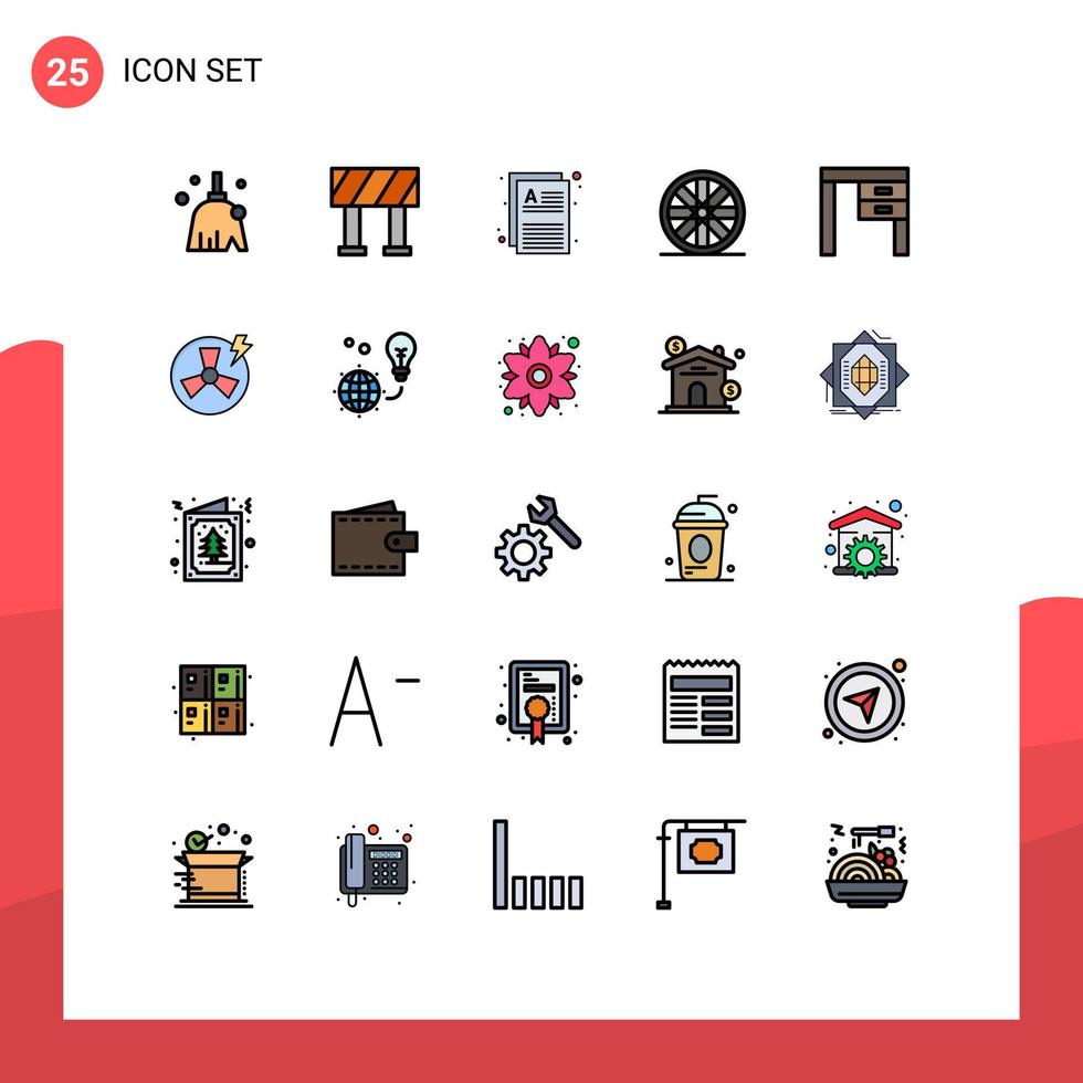 Set of 25 Modern UI Icons Symbols Signs for fan interior notes furniture decor Editable Vector Design Elements