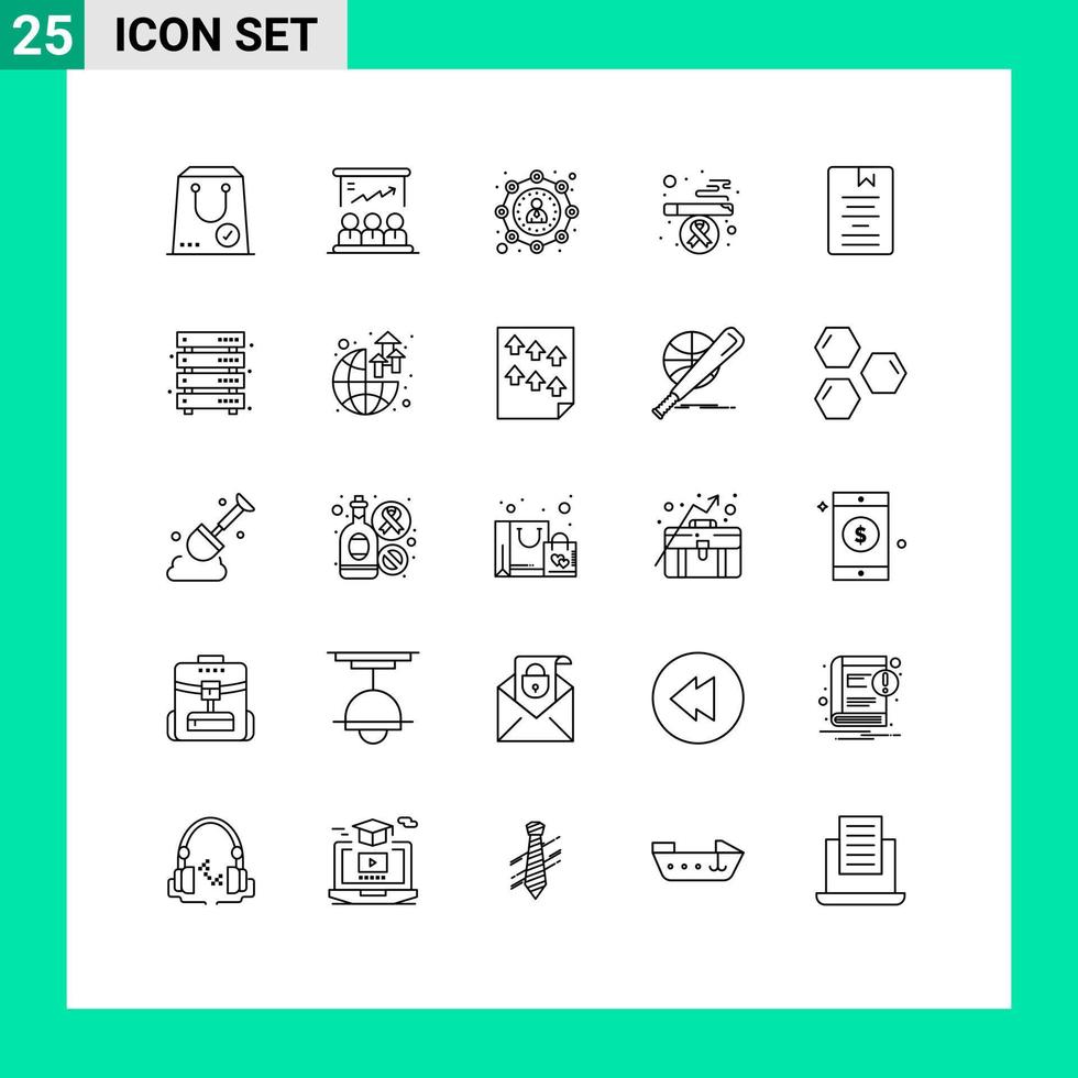 Set of 25 Vector Lines on Grid for book health team cigarette marketing Editable Vector Design Elements