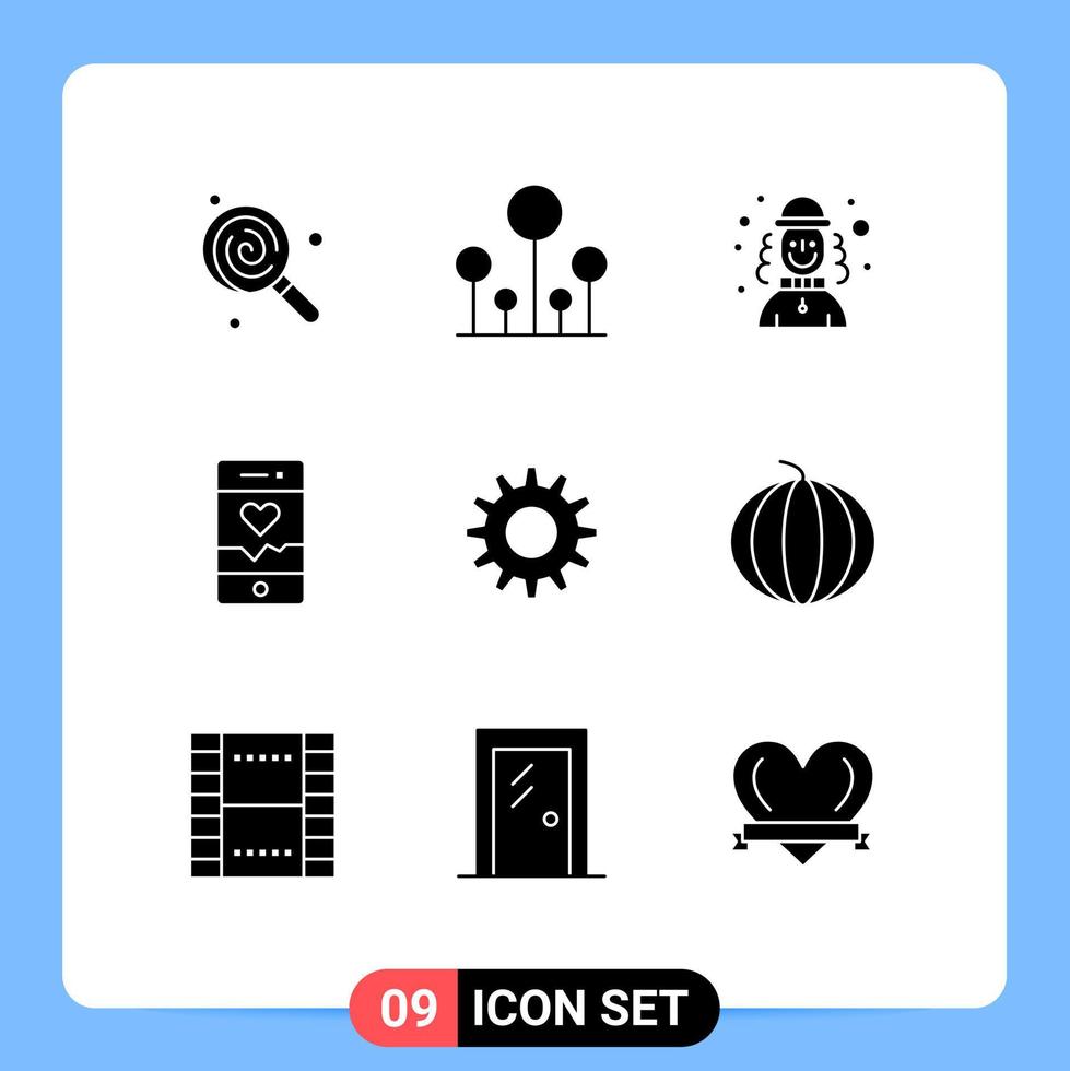 9 Creative Icons Modern Signs and Symbols of gear sport harlequin smartphone analysis Editable Vector Design Elements