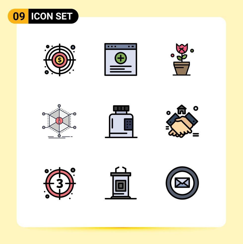 Stock Vector Icon Pack of 9 Line Signs and Symbols for disease resources easter information help Editable Vector Design Elements