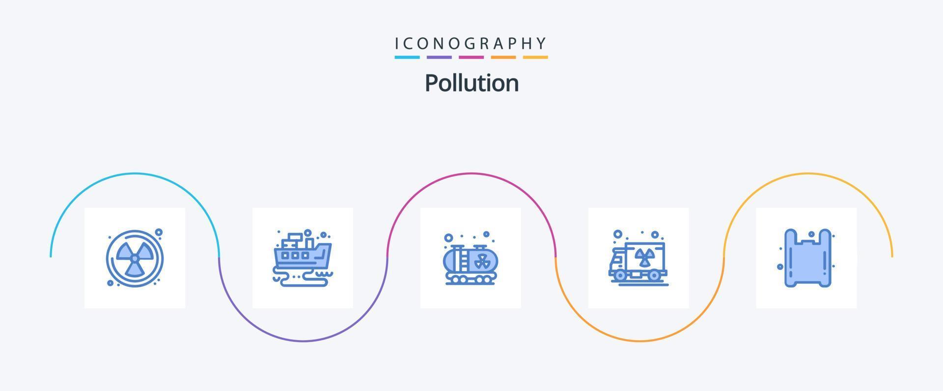 Pollution Blue 5 Icon Pack Including . plastic. pollution. gas. truck vector