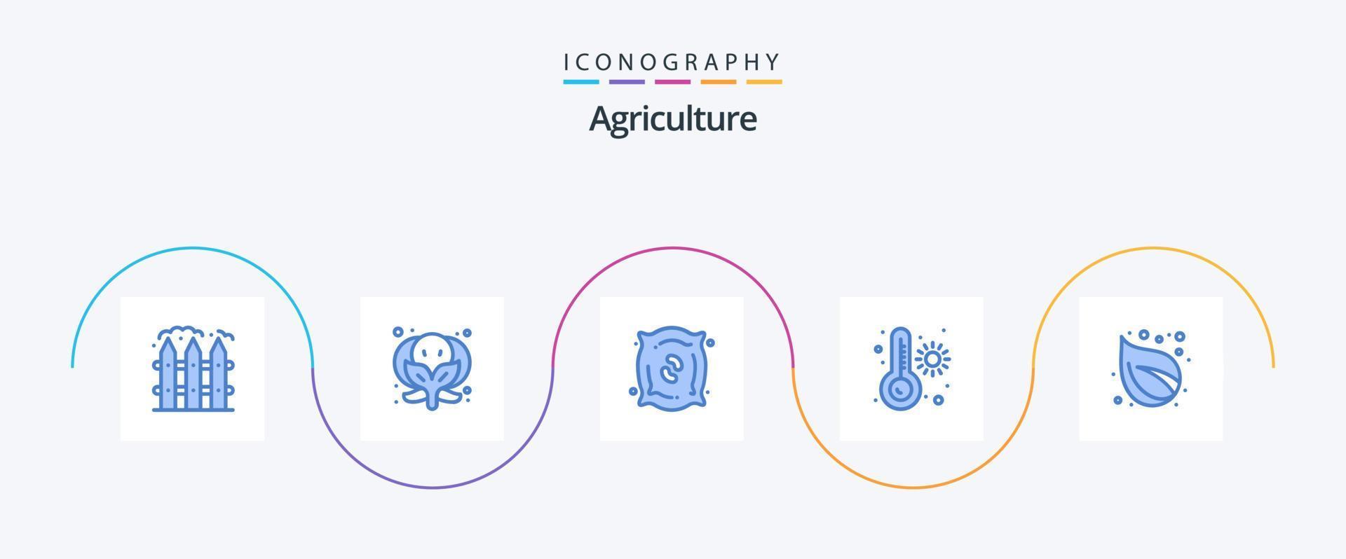 Agriculture Blue 5 Icon Pack Including tree. leaf. fertilizer. camp. temperature vector