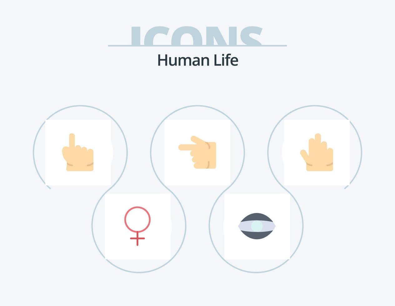 Human Flat Icon Pack 5 Icon Design. three. fingers. hand. left. forefinger vector