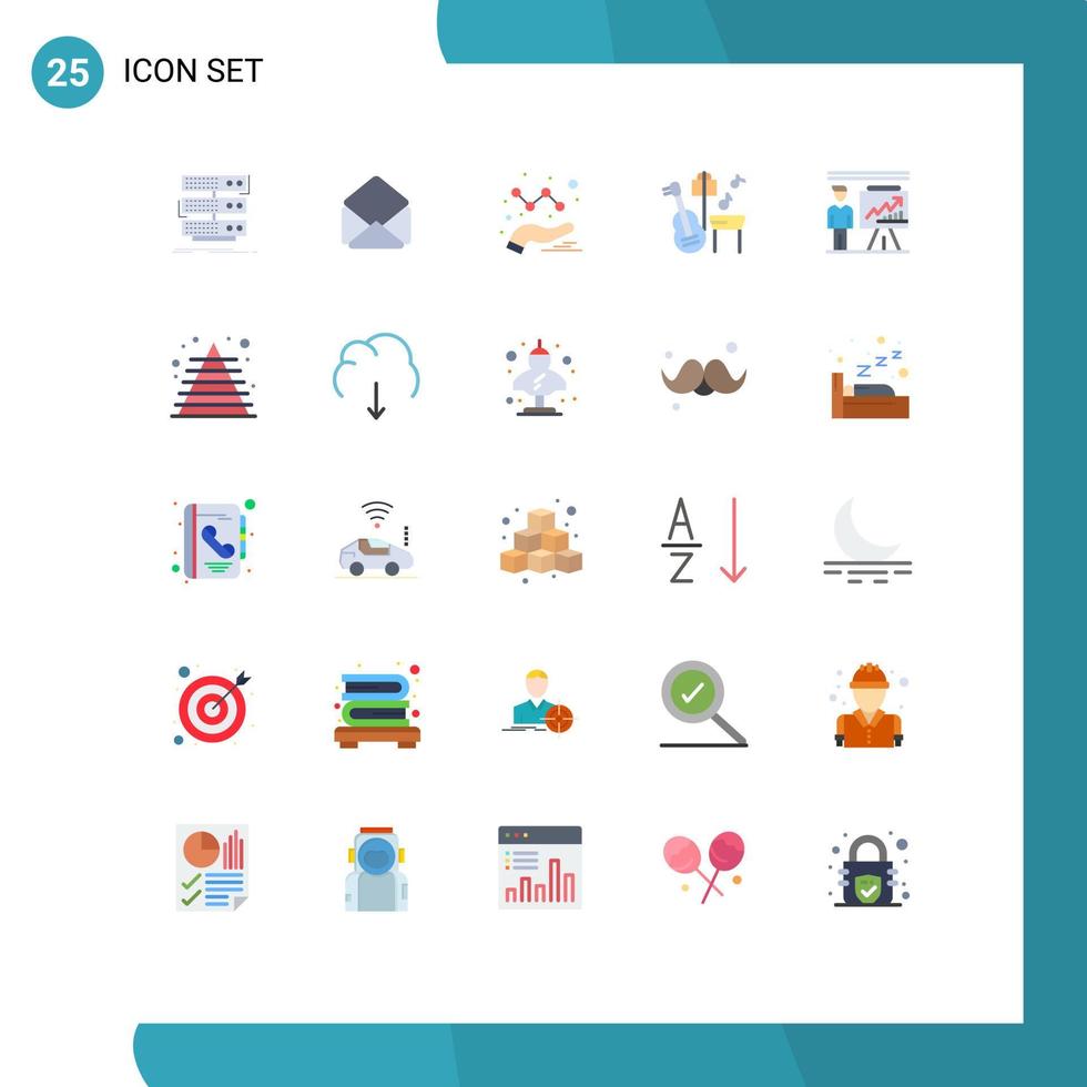 Pictogram Set of 25 Simple Flat Colors of businessman man analytics business music Editable Vector Design Elements