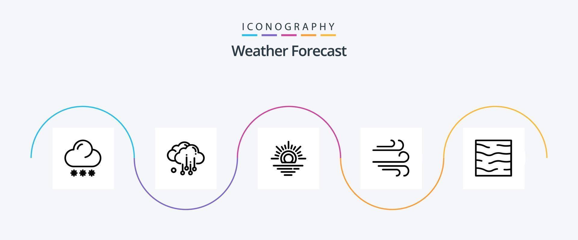 Weather Line 5 Icon Pack Including weather. sea. warm. river. wind vector