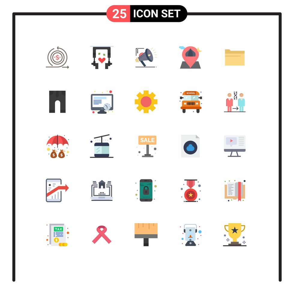 25 Thematic Vector Flat Colors and Editable Symbols of map moon therapy location digital Editable Vector Design Elements