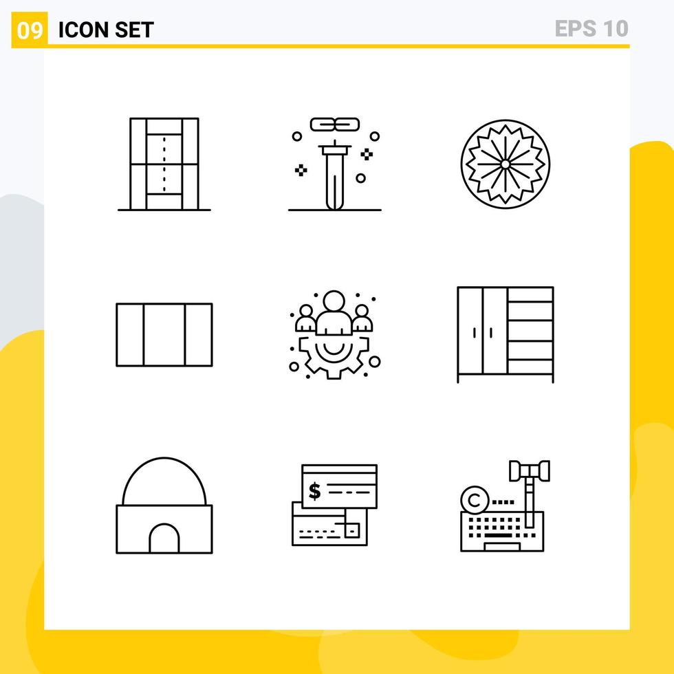 9 Universal Outlines Set for Web and Mobile Applications management maximize laboratory layout sign Editable Vector Design Elements