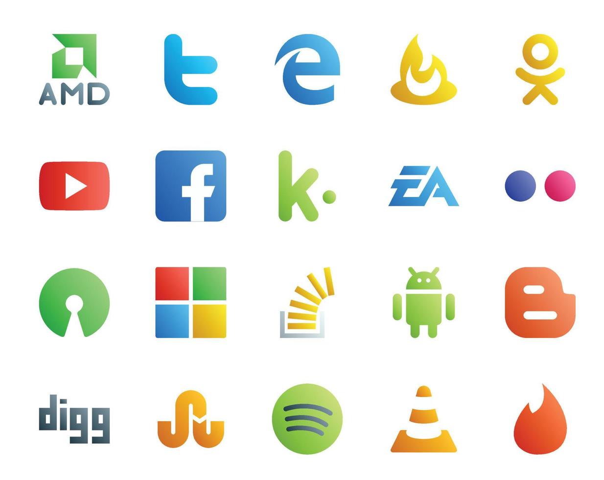 20 Social Media Icon Pack Including question microsoft facebook open source sports vector