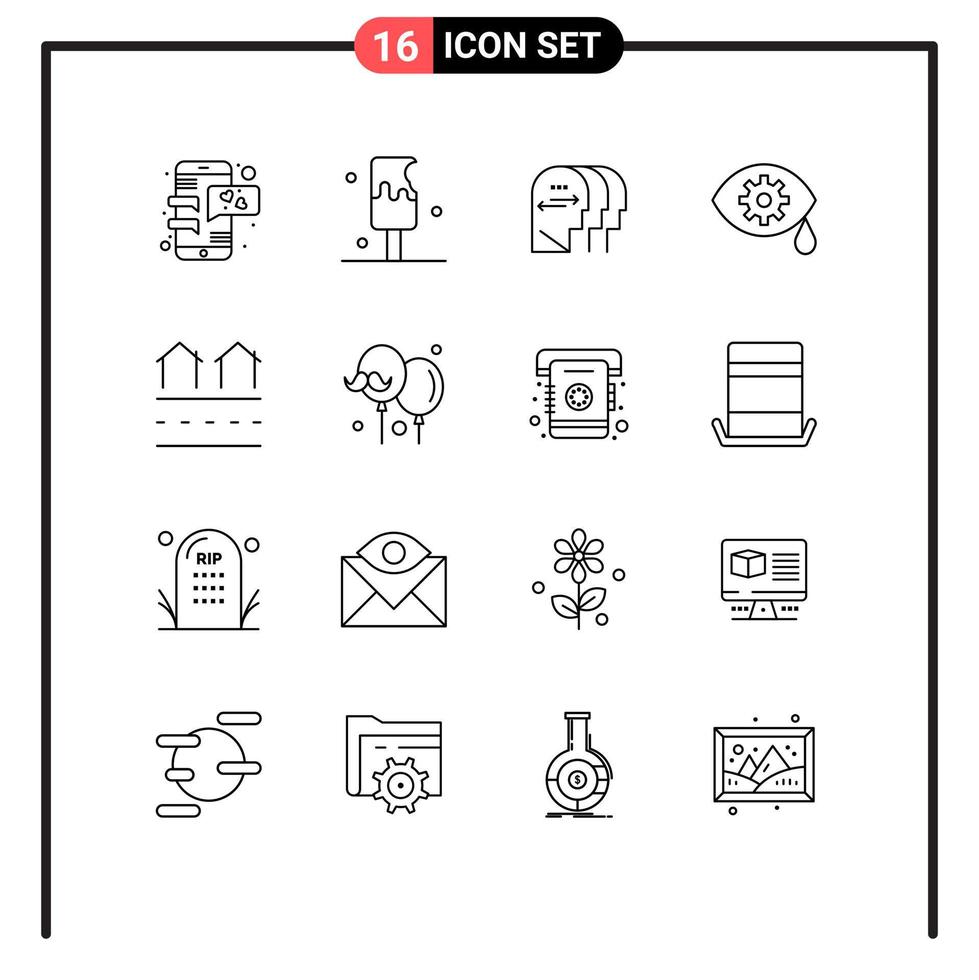 16 User Interface Outline Pack of modern Signs and Symbols of housing estate personality laser correction Editable Vector Design Elements