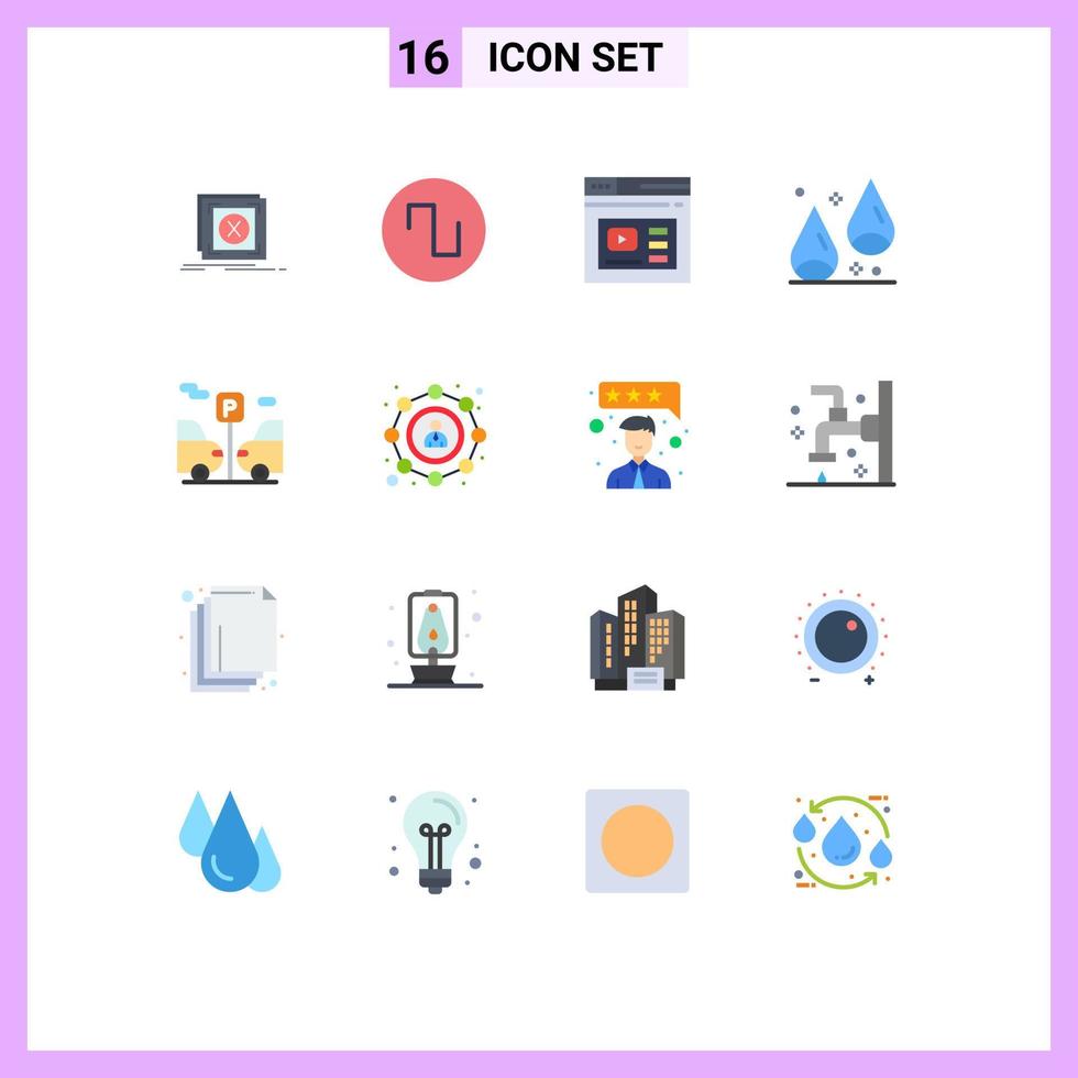 Pack of 16 creative Flat Colors of car food internet chestnut video Editable Pack of Creative Vector Design Elements